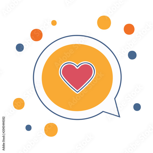 Heart icon in speech bubble with dots