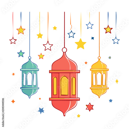 Ramadan lanterns and stars decoration