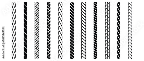 Canvas Print repeating rope set seamless hemp cord line collection