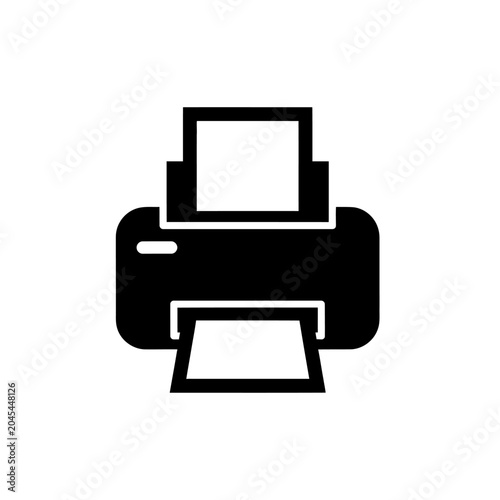 Black printer icon on white background