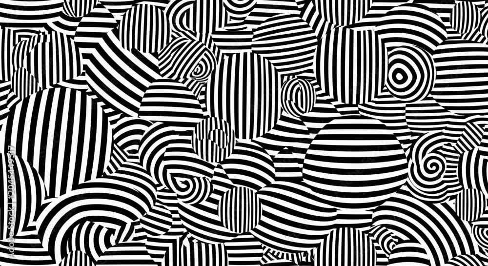 Fototapeta premium Black and white abstract optical illusion pattern