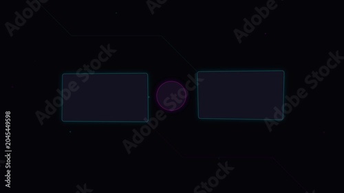 Abstract Digital Interface UI Elements Set Featuring Glowing Rectangular Buttons and Circular Icons for Modern HUD Displays HUD Technology User Experience Design and Graphic Motion Graphics