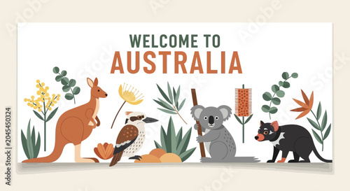 Welcome to Australia - Koala, Kangaroo, Kookaburra, Tasmanian Devil