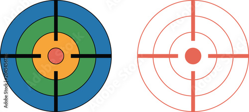 Konstfotografi Target, icons, two circular symbols with crosshairs and concentric rings for accuracy aiming and focus concepts