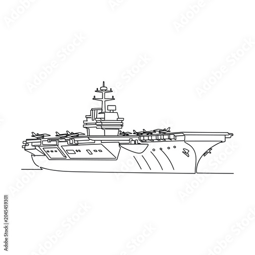 Konstfotografi Modern aircraft carrier silhouette with jets for naval military power and defens
