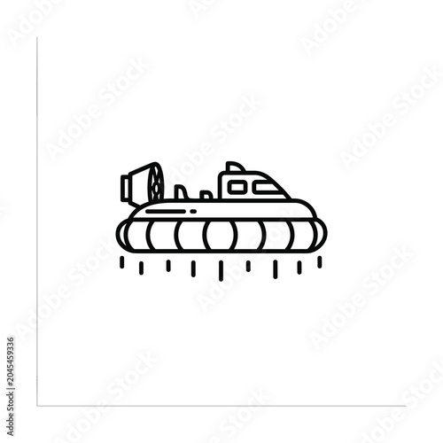 Canvastavla Hovercraft vehicle side view black line icon representing modern amphibious tran