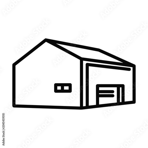 Warehouse building icon with loading dock door outline vector illustration