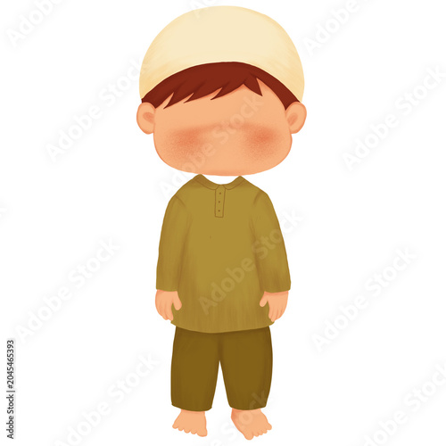 Schilderij op canvas Muslim Boy Standing After Bowing I’tidal Pose