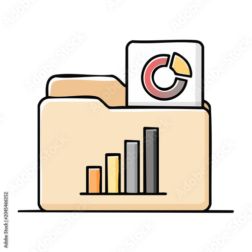 Folder icon with bar chart and pie chart