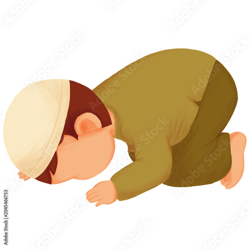 Schilderij op canvas Muslim Boy Prostrating in Prayer Sujud Pose