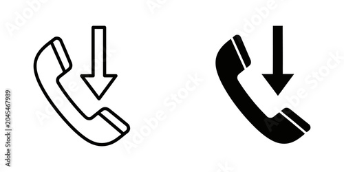 Photos Phone handset receive call icon set with telephone incoming communication receiv