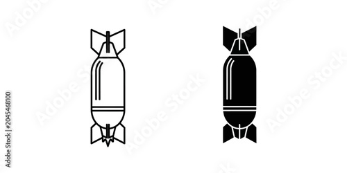 Tableau sur toile Aerial bomb icon set with military explosive projectile ammunition conflict dest