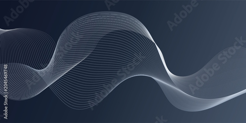 Dark Executive navy abstract background. Futuristic technology lines background with line stripe wavy light effect
