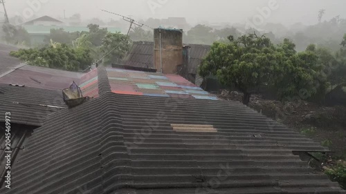 Rainstorm in the rural village, Chiangmai Thailand.