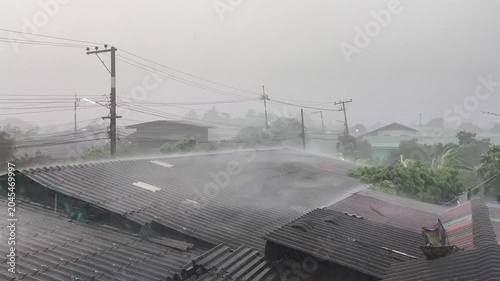 Rainstorm in the rural village, Chiangmai Thailand.
