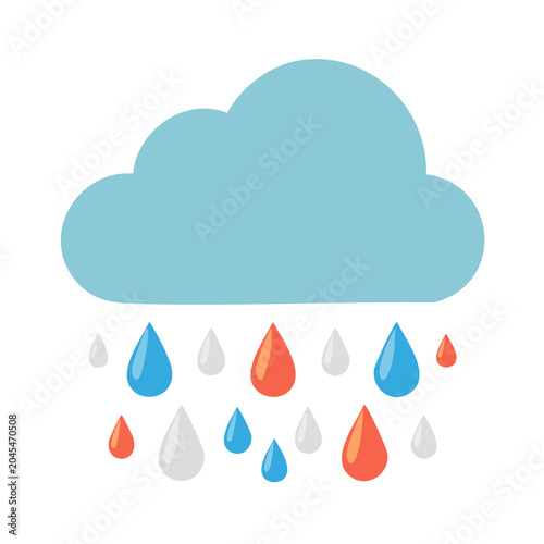 Flat design rain cloud with falling drops