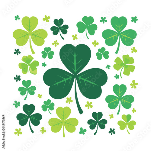 Green shamrock pattern on white background