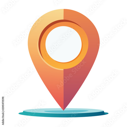 Orange and yellow location pin icon on white background