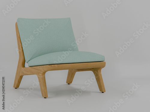 Front Perspective 3D Render of Sunbeam Serenade Lounge Chair with Poplar Veneer and Cotton Cushion