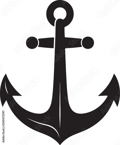 Anchor icon isolated on transparency grid background for nautical concepts.