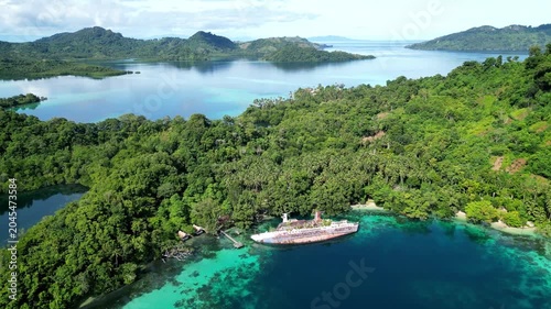 Shipwreck in the Solomon Islands, aerial view