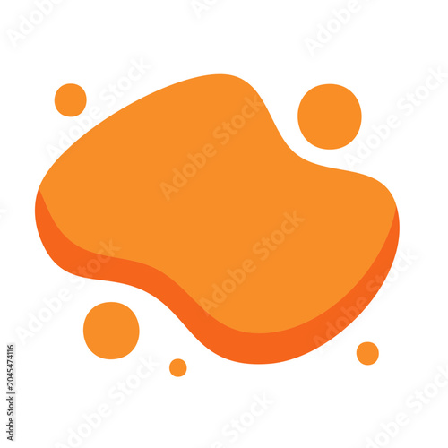 Abstract orange blob with dots on white background