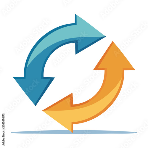 Blue and orange circular arrows icon
