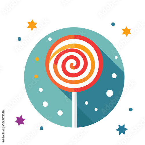 Flat design lollipop with stars and dots