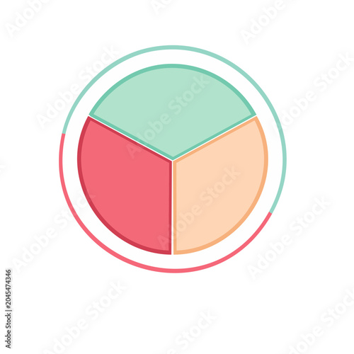 Flat design pie chart with three segments
