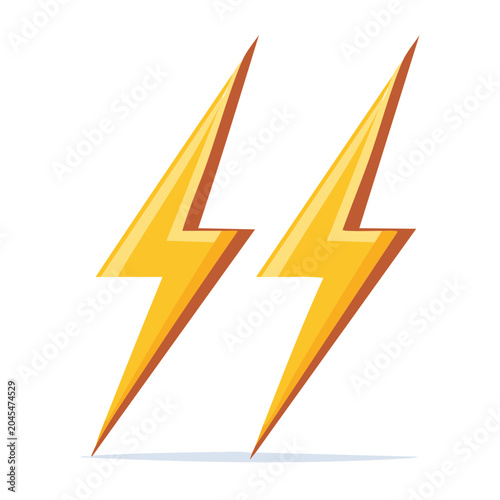 Two yellow lightning bolts on white background