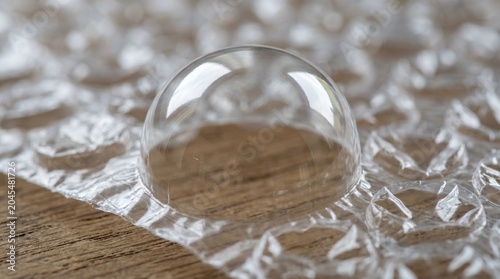 Transparent Bubble on Textured Protective Wrap in Macro Shot