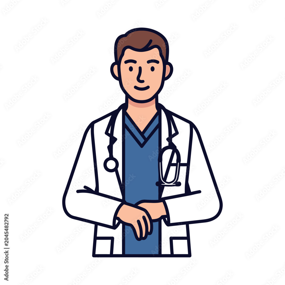 Fototapeta premium Friendly Doctor Wearing Lab Coat and Stethoscope, Medical Professional