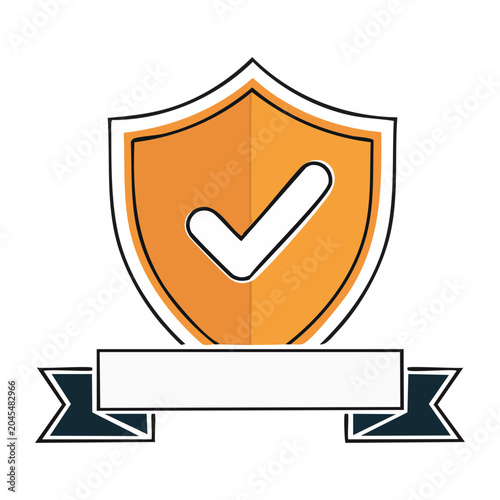 Shield with checkmark and ribbon icon