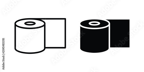 Fotografía Toilet paper icon vector isolated on white background representing bathroom hygi