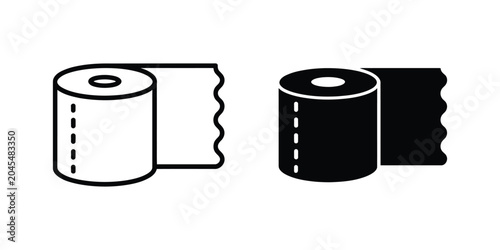 Cuadro en lienzo Minimal toilet paper roll icon on white background for restroom hygiene cleaning