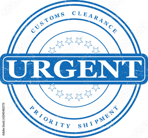 Cuadro en lienzo Urgent Customs Clearance and Priority Shipment Stamp - Blue Circular Emblem
