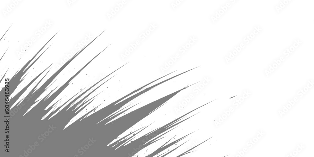 Fototapeta premium Dynamic black ink streaks slashing diagonally across a white background, with splatter accents and a bold, abstract, high-energy brushstroke style vector design.