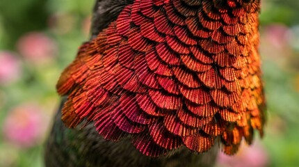 Vibrant Hummingbird Feathers: Abstract Close-Up