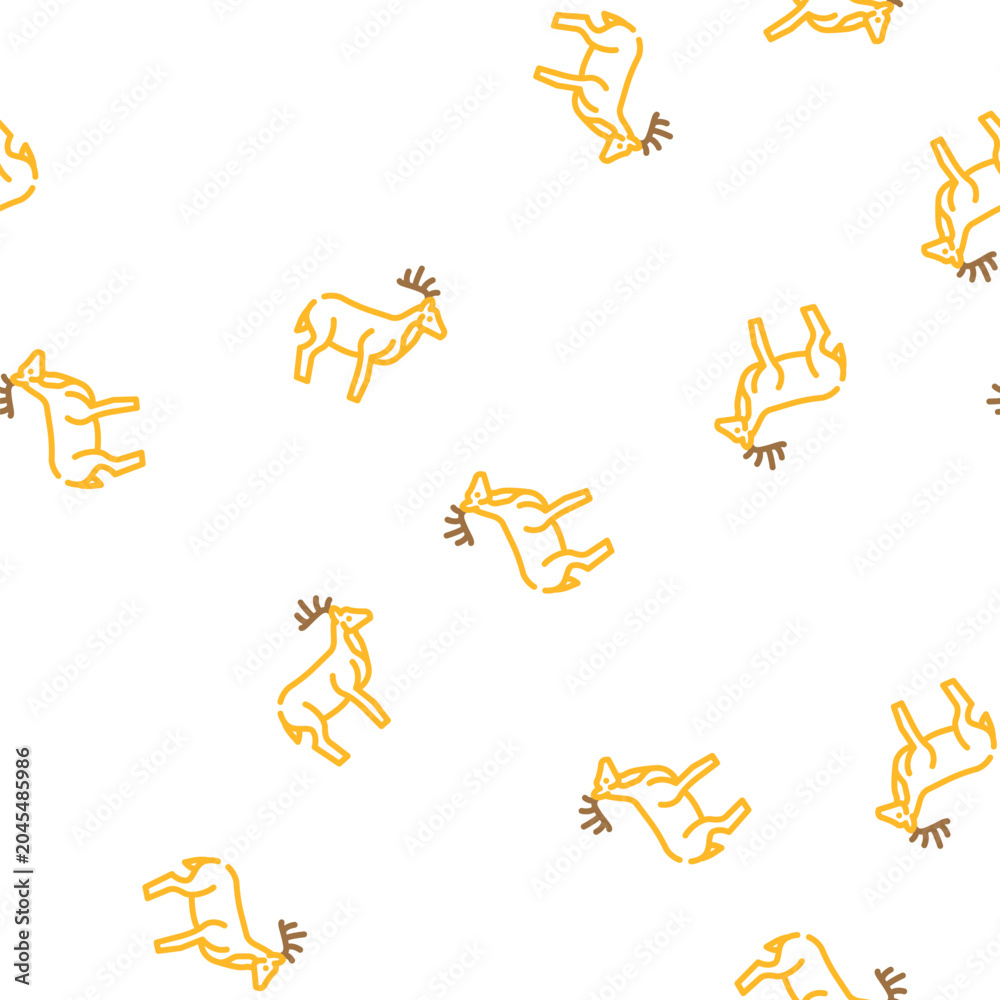 Obraz premium deer animal vector seamless pattern deer animal sign illustration