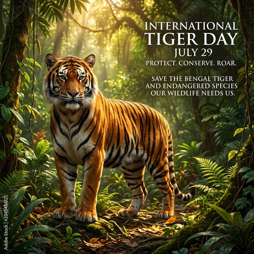 Tiger Conservation Awareness Concept Highlighting Endangered Species and Biodiversity