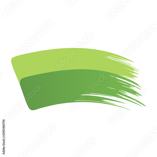 Green brush stroke on white background