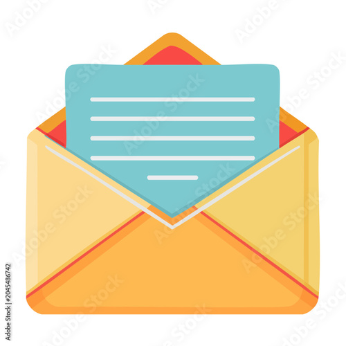 Open envelope with letter icon