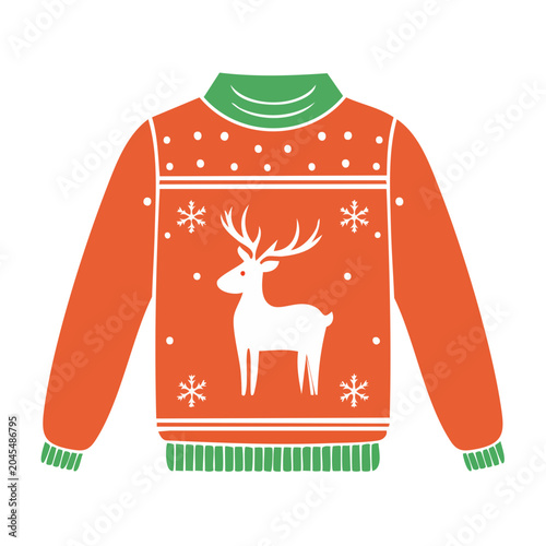 Ugly Christmas Sweater with Reindeer and Snowflakes