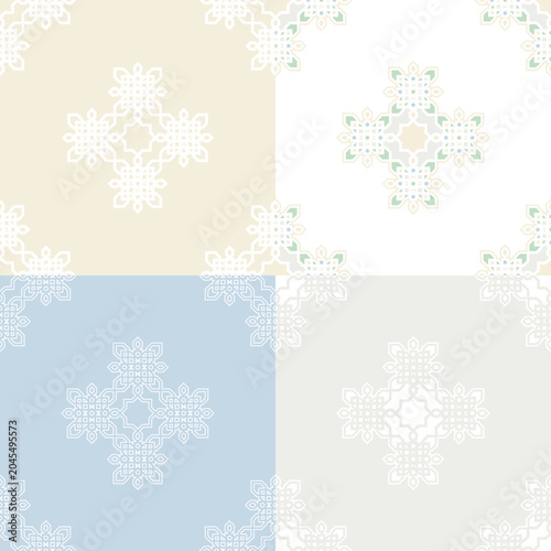 Islamic geometric seamless pattern set with traditional arabic ornaments background