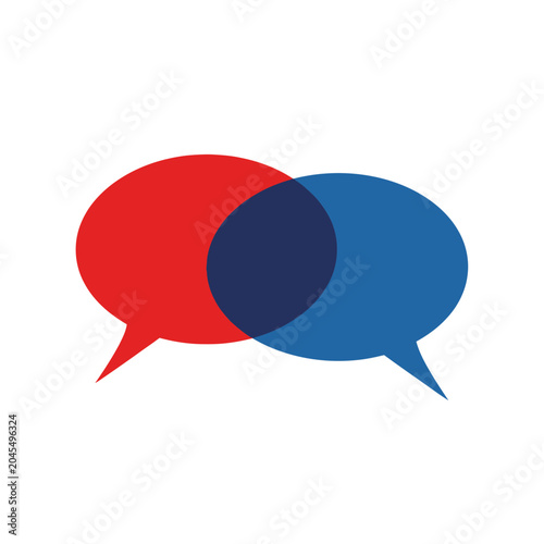 Two Overlapping Speech Bubbles, Communication Concept
