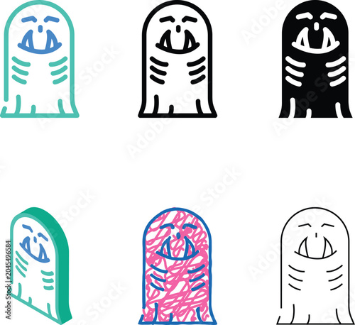 Schilderij op canvas ghoul ghost color mix icon vector