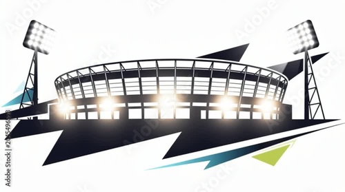 World Cup 2026 Soccer Stadium Illustration with Bright Floodlights