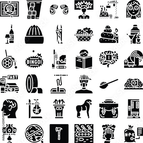 Foto Glyph set with solid icons depicting a wide range of subjects, from daily activi