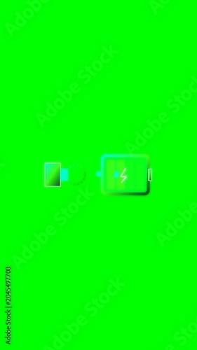 Green Screen with Battery Icon and Charger Cable