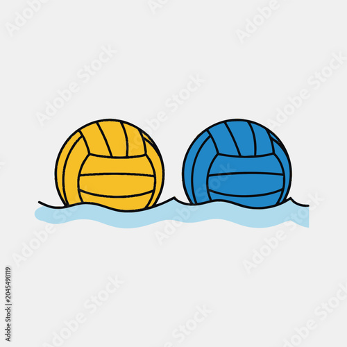 Two Water Polo Balls Floating on Blue Water Surface